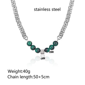 Stainless Steel Green Bead Splicing Minimalism Fashion Necklace