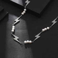 Load image into Gallery viewer, Stainless Steel Lightning Spliced Pearl Trend Necklace