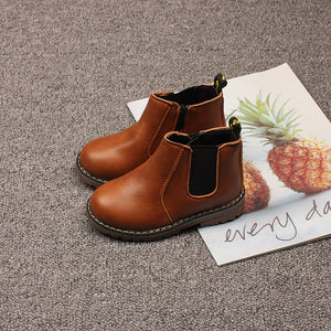 Girls' Martin boots Spring and autumn new boys' ankle boots British solid color single boots plus cotton warm boots