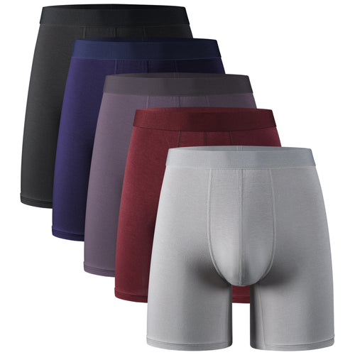 Bamboo fiber men's long underwear mid-waist black boys shorts students youth sports and leisure