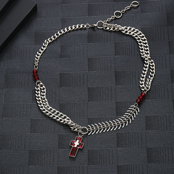Stainless Steel Red Cross Minimalism Fashion Necklace
