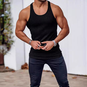 Summer men's fitness vest Sleeveless quick-drying sports vest solid color slim-fit high elastic cool breathable tight top
