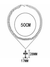 Load image into Gallery viewer, Stainless Steel Cross Cuban Double Layer Trend Fashion Necklace