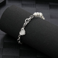 Load image into Gallery viewer, Stainless Steel INS Style Reflective Pearl Heart Splicing Trend Bracelet