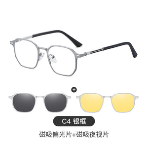 Men's aluminum magnesium sunglasses 3-in-1 polarizing absorption mirror sunglasses can be equipped with myopia frame 7036