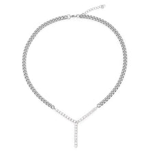 Load image into Gallery viewer, Stainless Steel Cuban Chain Splicing Zircon Full Diamond Y-shaped Necklace