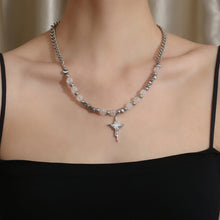 Load image into Gallery viewer, Stainless Steel Bead Splicing Irregular Cross Necklace