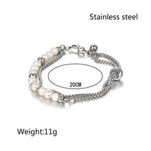 Load image into Gallery viewer, Stainless Steel Irregular Natural Pearl Double Layer Delicate Bracelet