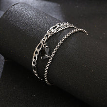 Load image into Gallery viewer, Stainless Steel Black Gem Multi Layered Minimalism Bracelet