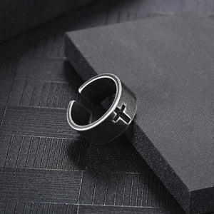 Stainless Steel Open Cross Minimalism Fashion Ring
