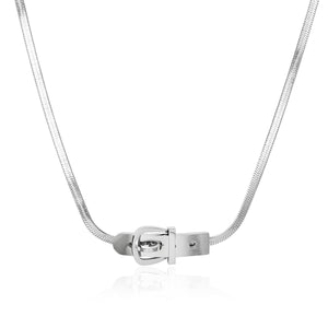 Stainless Steel Belt Buckle Minimalism Necklace
