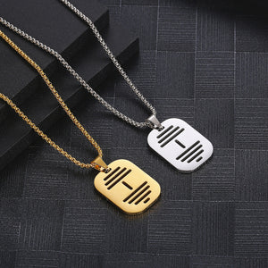 Stainless Steel Hollow Dumbbell Minimalism Pendant Necklace