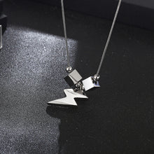 Load image into Gallery viewer, Stainless Steel Block Lightning Pendant Necklace