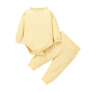 Baby suit new baby solid color jacket crawler two-piece set 2021 summer long sleeve suit for children
