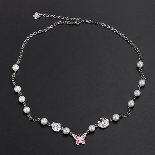 Stainless Steel GD Quan Zhilong Butterfly Pearl Trend Necklace
