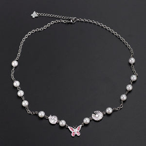 Stainless Steel GD Quan Zhilong Butterfly Pearl Trend Necklace