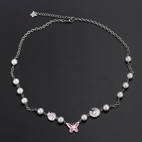 Stainless Steel GD Quan Zhilong Butterfly Pearl Trend Necklace