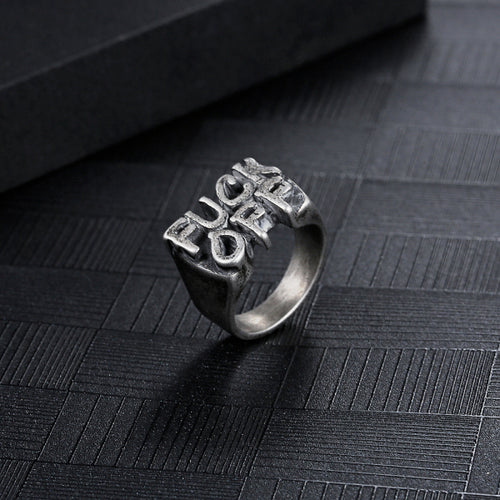 Stainless Steel FUCK OFF  Ring