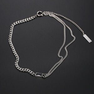 Stainless Steel Double Layer Splicing Square Diamond  Cuban Necklace