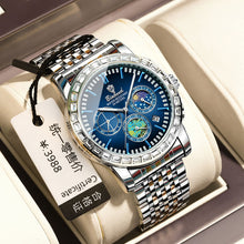 Load image into Gallery viewer, BINBOND men&#39;s watch Solid steel with moon phase luminous anti- quartz watch