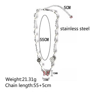 Stainless Steel GD Quan Zhilong Butterfly Pearl Trend Necklace