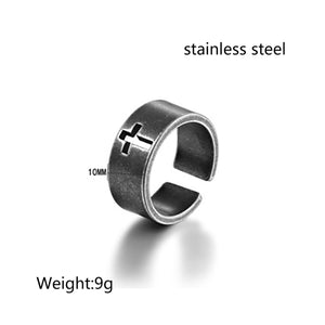 Stainless Steel Open Cross Minimalism Fashion Ring