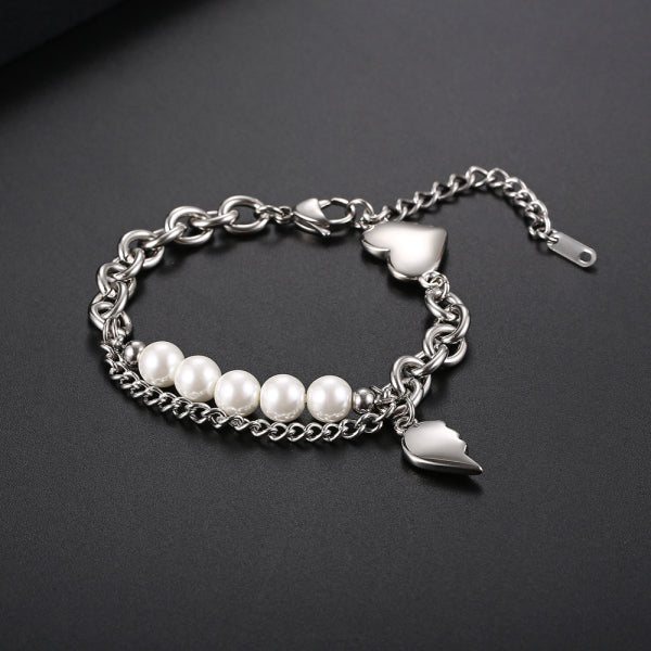 Stainless Steel Love Aritificial Pearls Fashion Bracelet