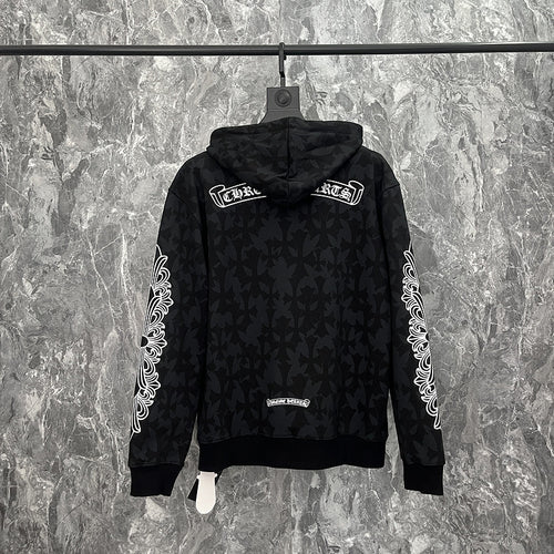 New cross Sanskrit covered with dark print casual cardigan coat hoodie