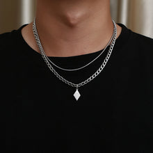 Load image into Gallery viewer, Stainless Steel Double Layered Geometry Rhomb Cross Trend Necklace