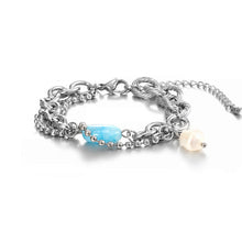 Load image into Gallery viewer, Stainless Steel Natural Stone Spliced Double Layer Fashion Bracelet