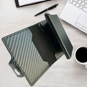 Fashion automatic push card bag le men's carbon fiber card bag metal aluminum box anti-theft wear-resistant card clip card bag