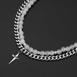 Stainless Steel Double Layered Cross Trend Minimalism For Men And Women Pendant Necklace