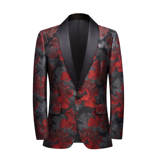New foreign trade jacquard green fruit collar men's single suit jacket British fashion casual suit evening jacket