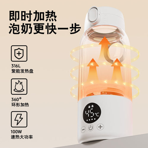Home milk warmer Baby outdoor electric portable thermostatic cup Milk warmer Outside thermos cup Milk mixer Cream cup