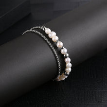Load image into Gallery viewer, Stainless Steel Irregular Natural Pearl Double Layer Delicate Bracelet