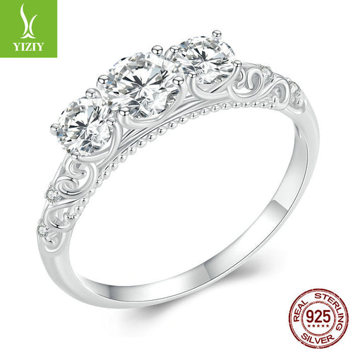 Silver Zizyun original s925 silver luxury diamond ring classical pattern platinum plated ring bracelet