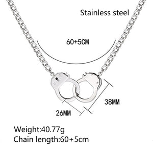 Stainless Steel Detachable Handcuffs for Men and Women's Pendant Necklace