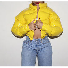Load image into Gallery viewer, Autumn and winter cotton-padded jacket bright metal short women&#39;s cotton-padded jacket