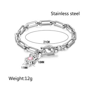 Stainless Steel Pink Diamond Little Bear Trend Bracelet