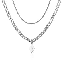 Load image into Gallery viewer, Stainless Steel Double Layered Geometry Rhomb Cross Trend Necklace