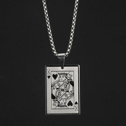 Creative Design Poker Heart K Stainless Steel Pendant Necklace