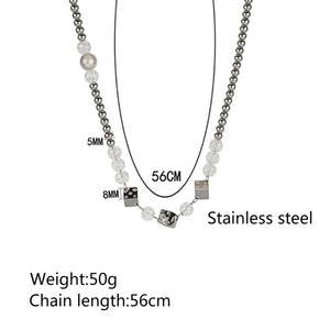 Stainless Steel Bead Splicing Dice Trend Necklace