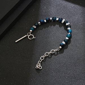 Stainless Steel Blue Natural Stone Bead Splicing Trend Bracelet