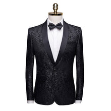 Load image into Gallery viewer, Men&#39;s fashion floral small suit jacket shawl collar slim-fit party Groom suit Singer coat performance wear