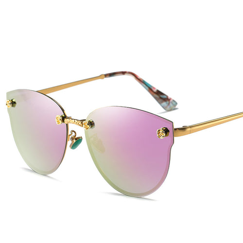New frameless lady cat eye polarizing sunglasses summer colorful shade driving sunglasses female