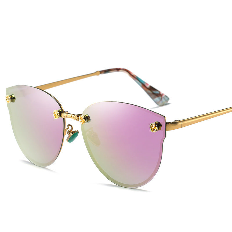 New frameless lady cat eye polarizing sunglasses summer colorful shade driving sunglasses female