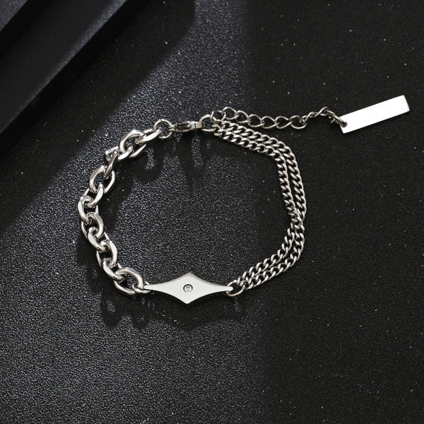 Stainless Steel Rhomb Splicing Fashion Bracelet