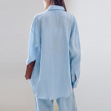 Load image into Gallery viewer, Summer loose cotton linen set women simple long-sleeved shirt trousers two-piece casual women&#39;s wear