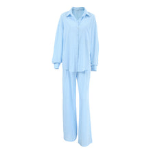 Load image into Gallery viewer, Summer loose cotton linen set women simple long-sleeved shirt trousers two-piece casual women&#39;s wear