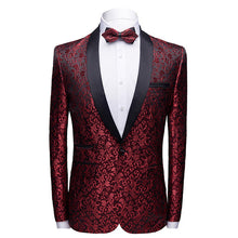 Load image into Gallery viewer, Men&#39;s fashion floral small suit jacket shawl collar slim-fit party Groom suit Singer coat performance wear